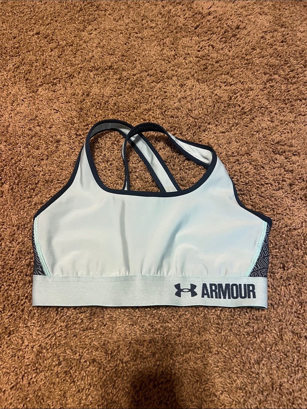 Under Armour Light Blue Racerback Swim Top with Black Trim